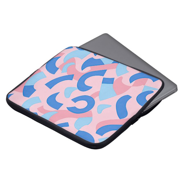 Pink und Blue Doodle Muster Laptopschutzhülle (Vorne Oben)