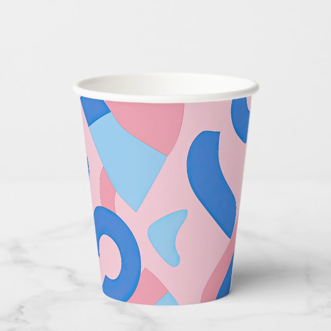Pink und Blue Doodle Muster Pappbecher (Rückseite)