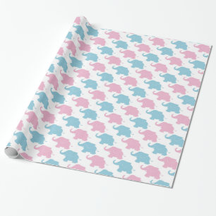 Pink und Blue Elephant Baby Duschwappapier Geschenkpapier