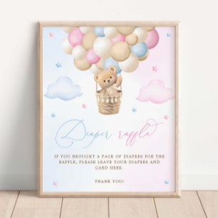 Pink und Blue Gender Reveal Diaper Raffle Poster