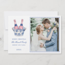 Pink und Blue Grandmillennial Champagne Wedding Einladung
