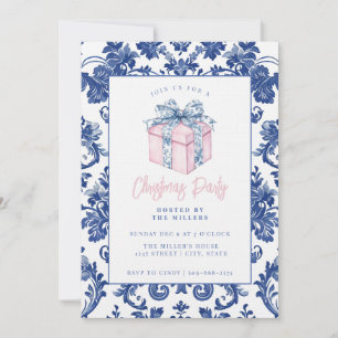 Pink und Blue Grandmillennial Damask präsent Einladung