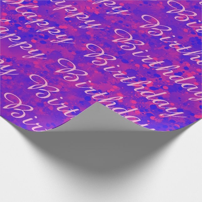 Pink und Blue Happy Birthday Wrapping Paper Geschenkpapier (Ecke)
