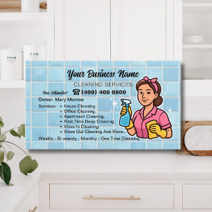 Pink und Blue Hausmeisterin-Hausreinigungsdienste Visitenkarte