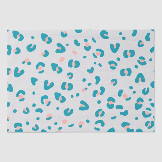 Pink und Blue Leopard Muster Seidenpapier (Vorderseite)