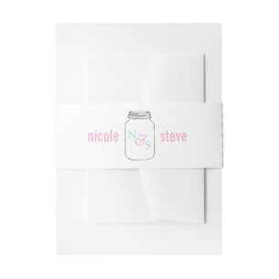 Pink und Blue Mason Jar Monogram Wedding Einladungsbanderole