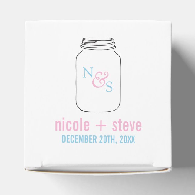 Pink und Blue Mason Jar Monogram Wedding Geschenkschachtel (Oben)