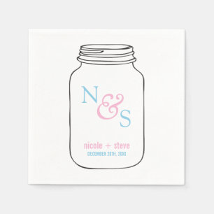 Pink und Blue Mason Jar Monogram Wedding Serviette