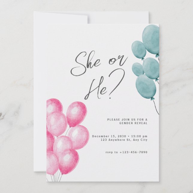 Pink und Blue Modern Gender Reveal Einladung (Vorderseite)