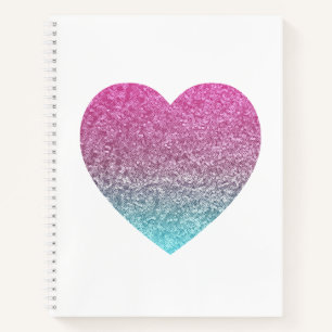 Pink und Blue Modern Pastel Sequel Heart Notebook Notizbuch