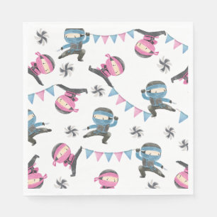 Pink und Blue Ninja Party Napkins Serviette