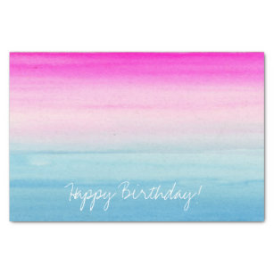 Pink und Blue Ombre Wasserfarbe   Happy Birthday Seidenpapier