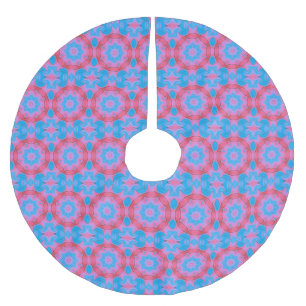 Pink und Blue Oriental Star Polyester Weihnachtsbaumdecke
