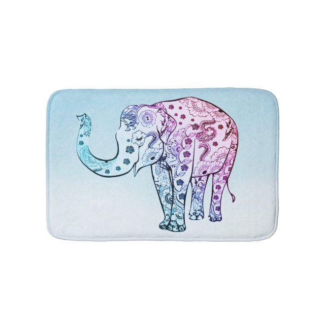 Pink und Blue Paisley Elefant Badematte (Vorderseite)