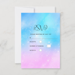 Pink und Blue Pastel Gradient Sky Wedding RSVP Karte