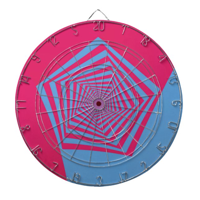 Pink und Blue Pentagon Spiral Dartboard Dartscheibe (vorne)