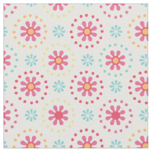 Pink und Blue Polka Dots and Blume Pattern Kids Stoff