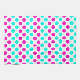 Pink und Blue Polka Dots Geschirrtuch