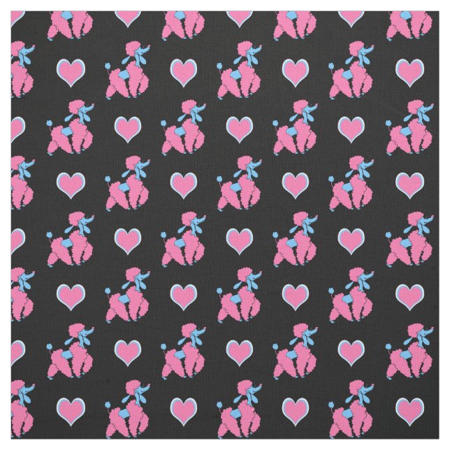 Pink und Blue Poodles und Herz Muster Stoff (Muster)