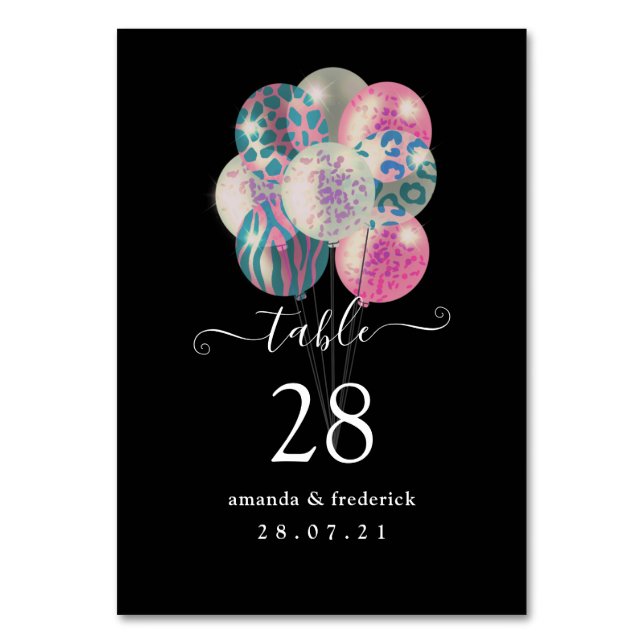 Pink und Blue Safari Ballon Garland Tischnummer (Vorderseite)