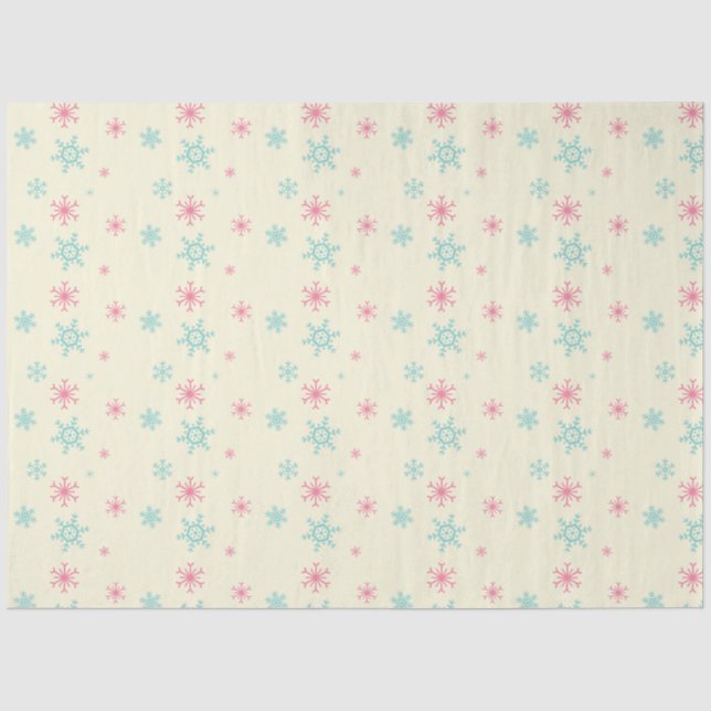 Pink und Blue Snowflake Muster Weihnachten Winter Seidenpapier (Vorderseite)