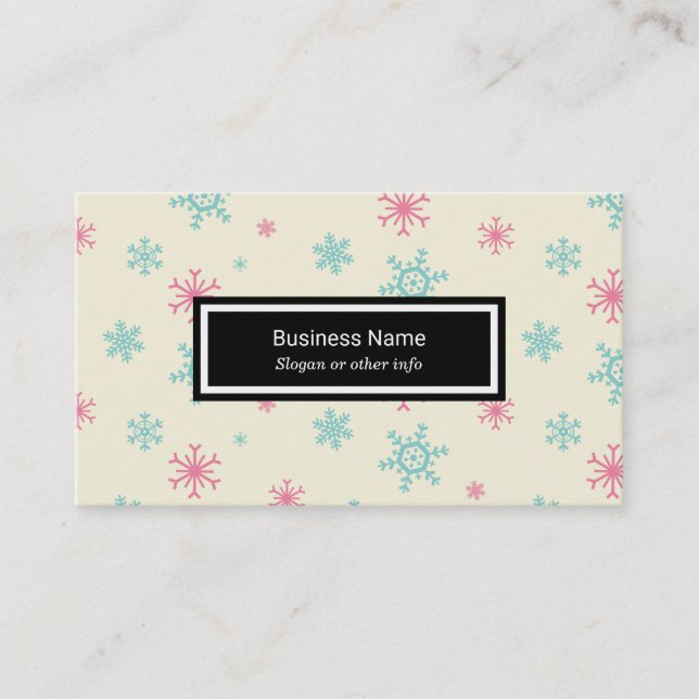 Pink und Blue Snowflake Muster Wintery Visitenkarte (Vorderseite)