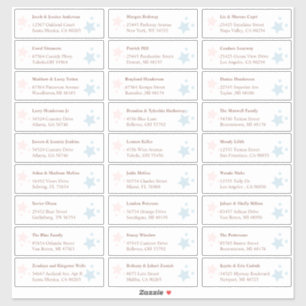 Pink und Blue Stars Gastadressen Labels