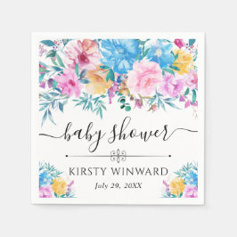 Pink und Blue Summer Blume Babydusche Serviette