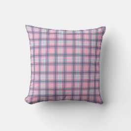 Pink und Blue Tartan Weihnachten Dunkelblau zurück Kissen