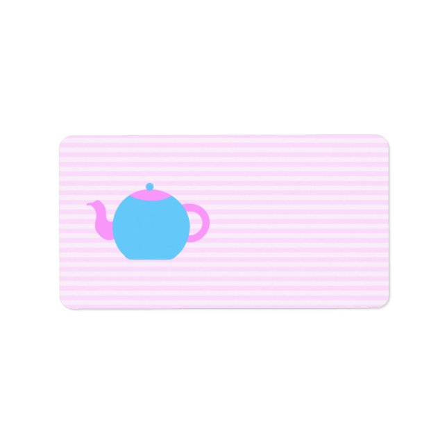 Pink und Blue Teekanne Bild. Adressaufkleber (Vorne)