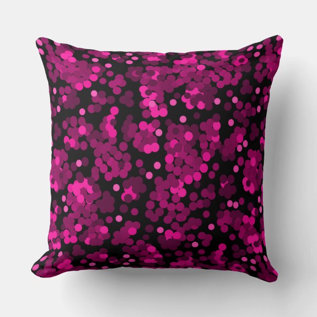 Pink und bordeauxrotes Polka-Dofetti-Muster Kissen (Vorderseite)
