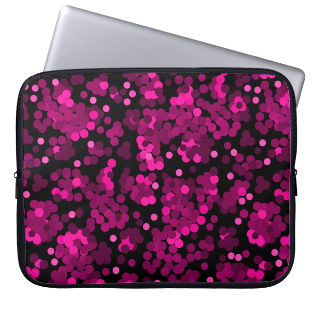 Pink und bordeauxrotes Polka-Dofetti-Muster Laptopschutzhülle (Vorderseite)