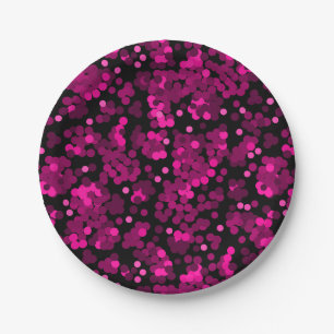 Pink und bordeauxrotes Polka-Dofetti-Muster Pappteller
