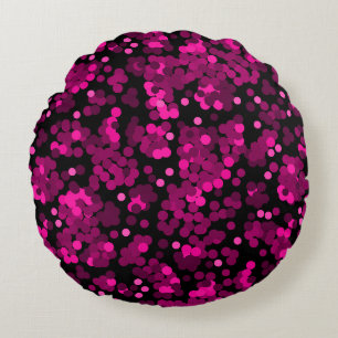 Pink und bordeauxrotes Polka-Dofetti-Muster Rundes Kissen