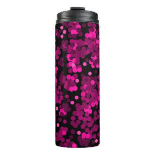 Pink und bordeauxrotes Polka-Dofetti-Muster Thermosbecher
