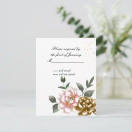 Pink und Bronze Wasserfarben-Antwort-Karte RSVP Karte