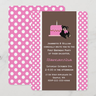 Pink und Brown Baby's erste Einladung zum Geburtst