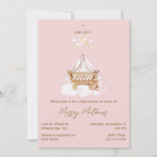 Pink und Brown Boho Babydusche Einladung