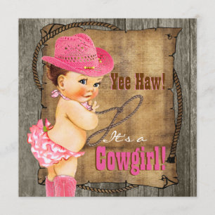Pink und Brown Cowgirl Babydusche Einladung