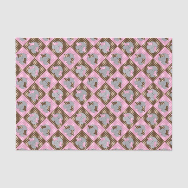 Pink und Brown Elephant Polka Dots Seidenpapier (Vorderseite)