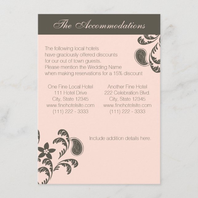 Pink und Brown Paisley Floral Begleitkarte (Vorderseite)