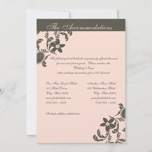 Pink und Brown Paisley Floral Einladung (Vorderseite)