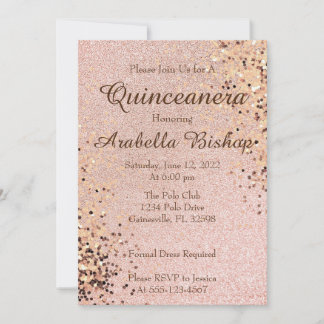 Pink und Brown Sparkle Quinceanera Einladung