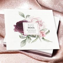 Pink und Burgund Floral 80. Geburtstag