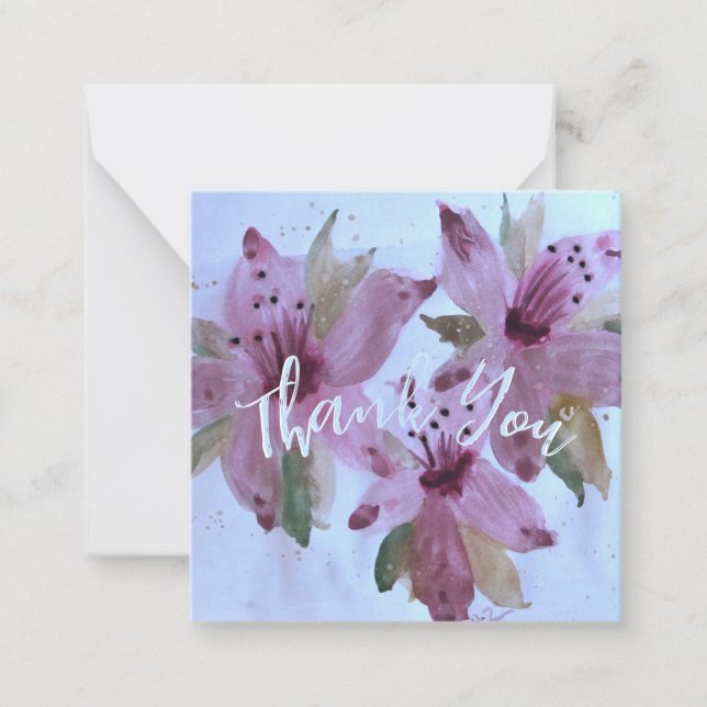 Pink und Burgund Floral Tiny Danke Mitteilungskarte (Vorderseite)