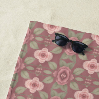 Pink und Burgund Gemustert Strandtuch