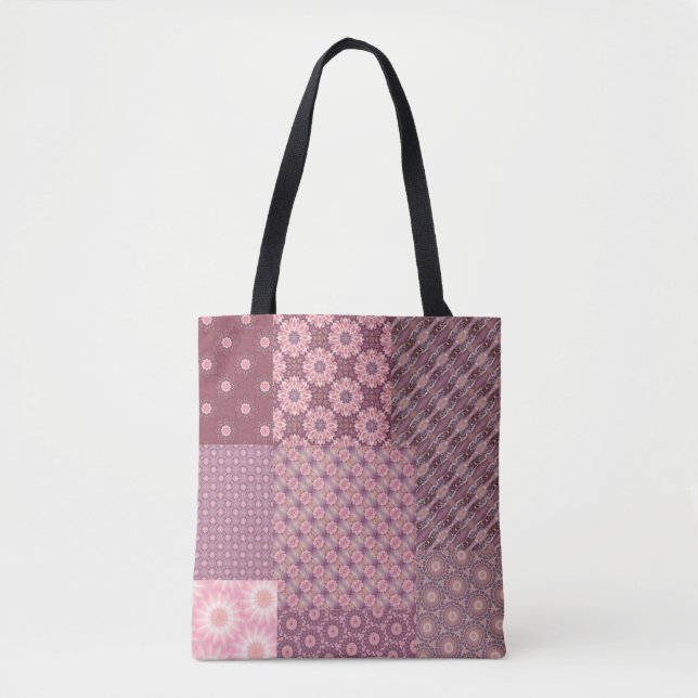 Pink und Burgund Muster Tasche (Vorderseite)