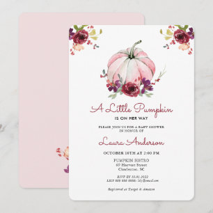 Pink und Burgundy Floral Pumpkin Baby Dusche Einladung
