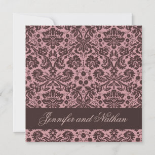 PINK und CHOCOLATE Damask Hochzeit Einladung