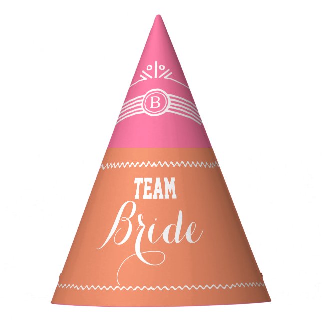 Pink und Coral Team Bridge Party hat Partyhütchen (Vorderseite)